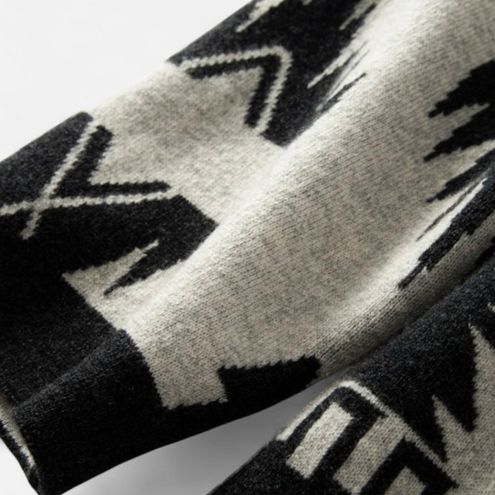 Women’s 100% Cashmere Tassel Cardigan – Vintage Jacquard Elegance