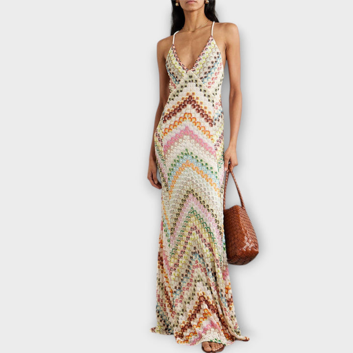 Missoni Colorful Herringbone Pattern Maxi Dress
