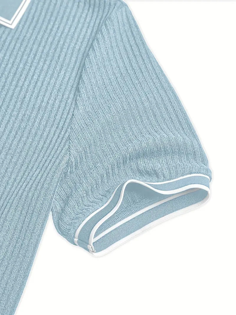 Pánské žebrované polo s kontrastním límečkem