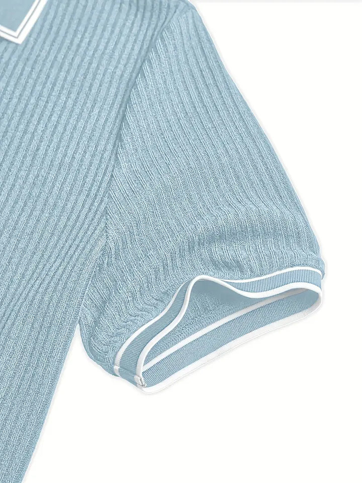 Pánské žebrované polo s kontrastním límečkem