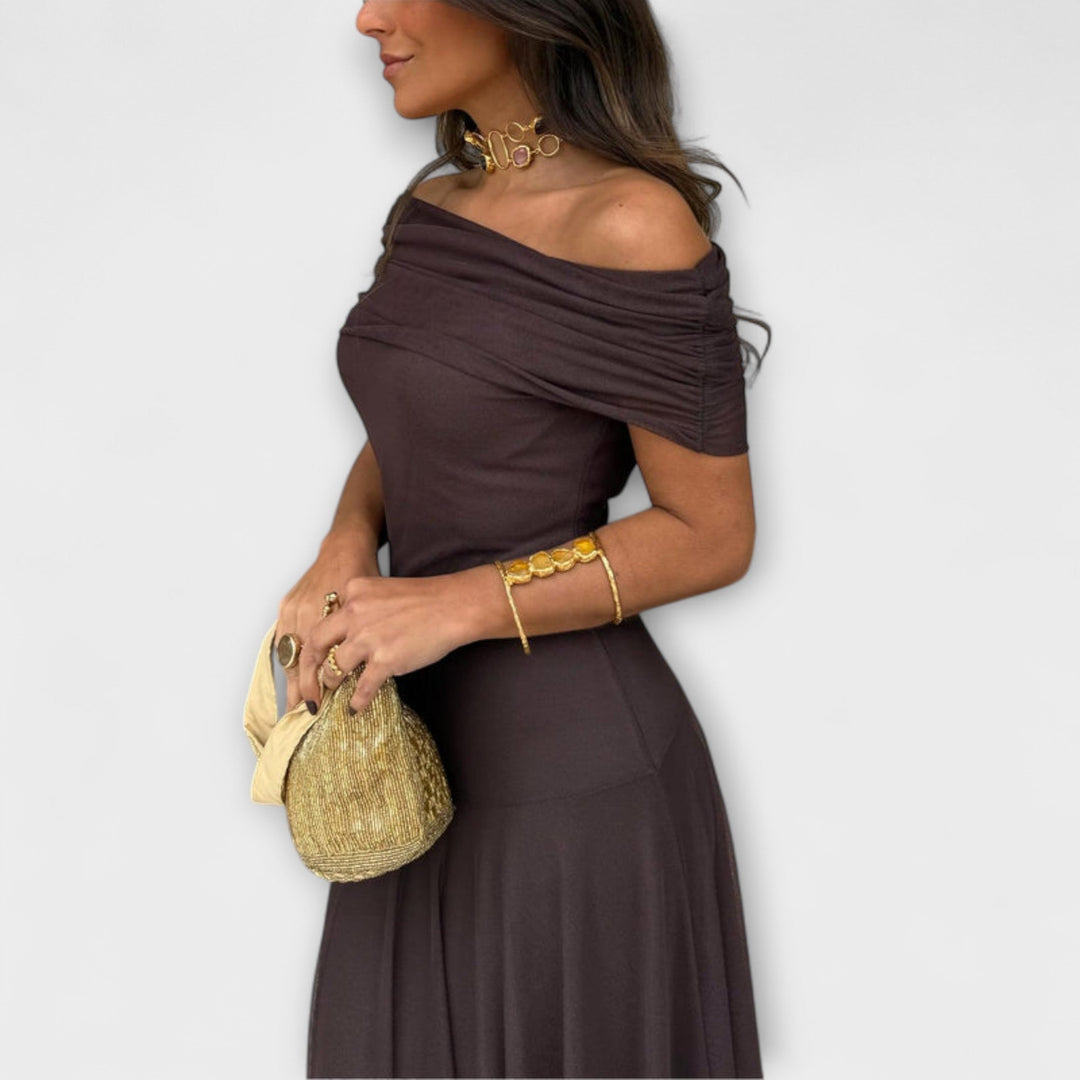 Toledo One-Shoulder Mesh Maxi Dress