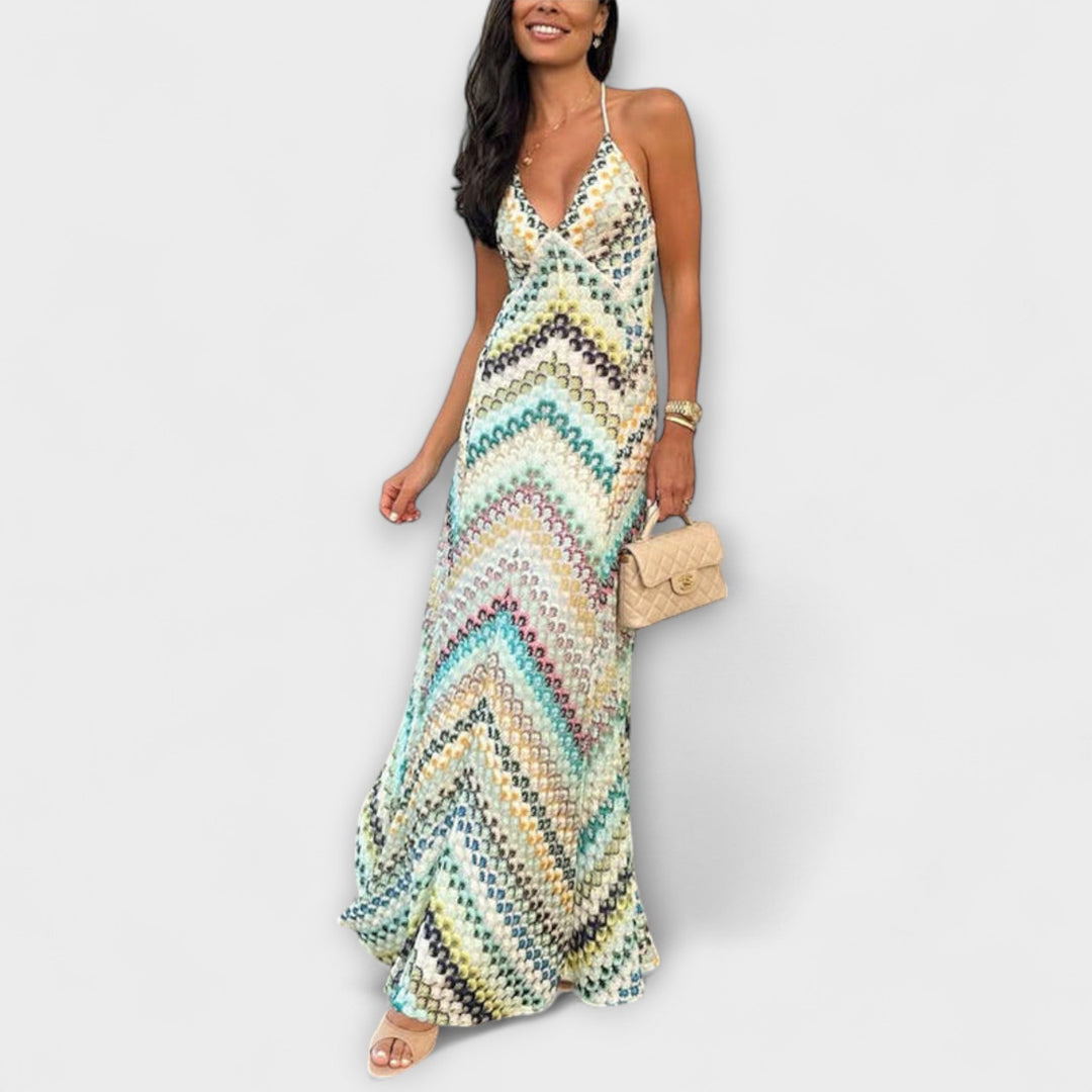 Missoni Colorful Herringbone Pattern Maxi Dress