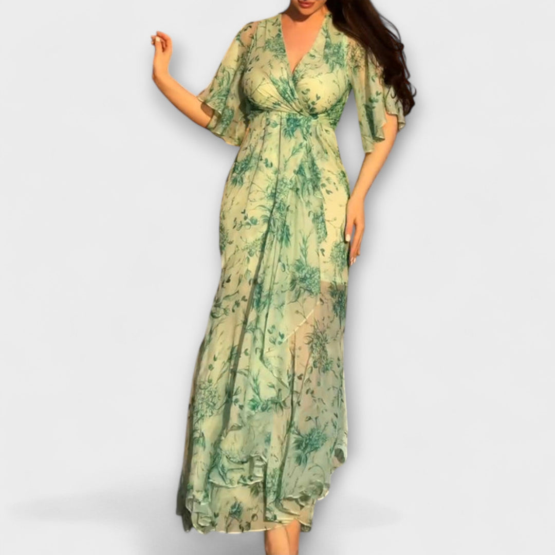 Stylish Floral V-Neck Dress