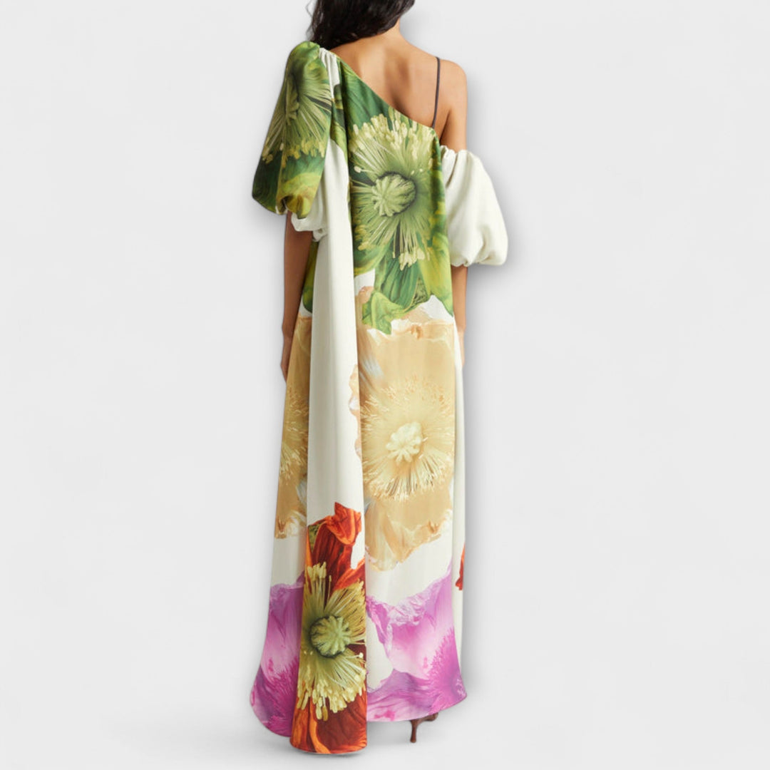 Asymmetrical Floral Maxi Dress