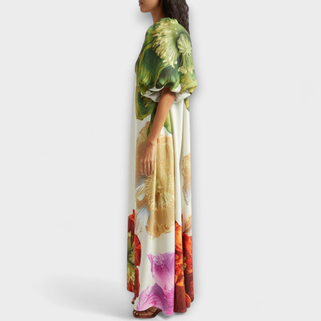 Asymmetrical Floral Maxi Dress