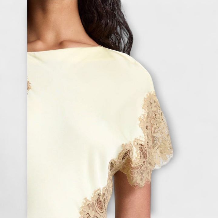 Maxi Dress with Satin and Lace Accents