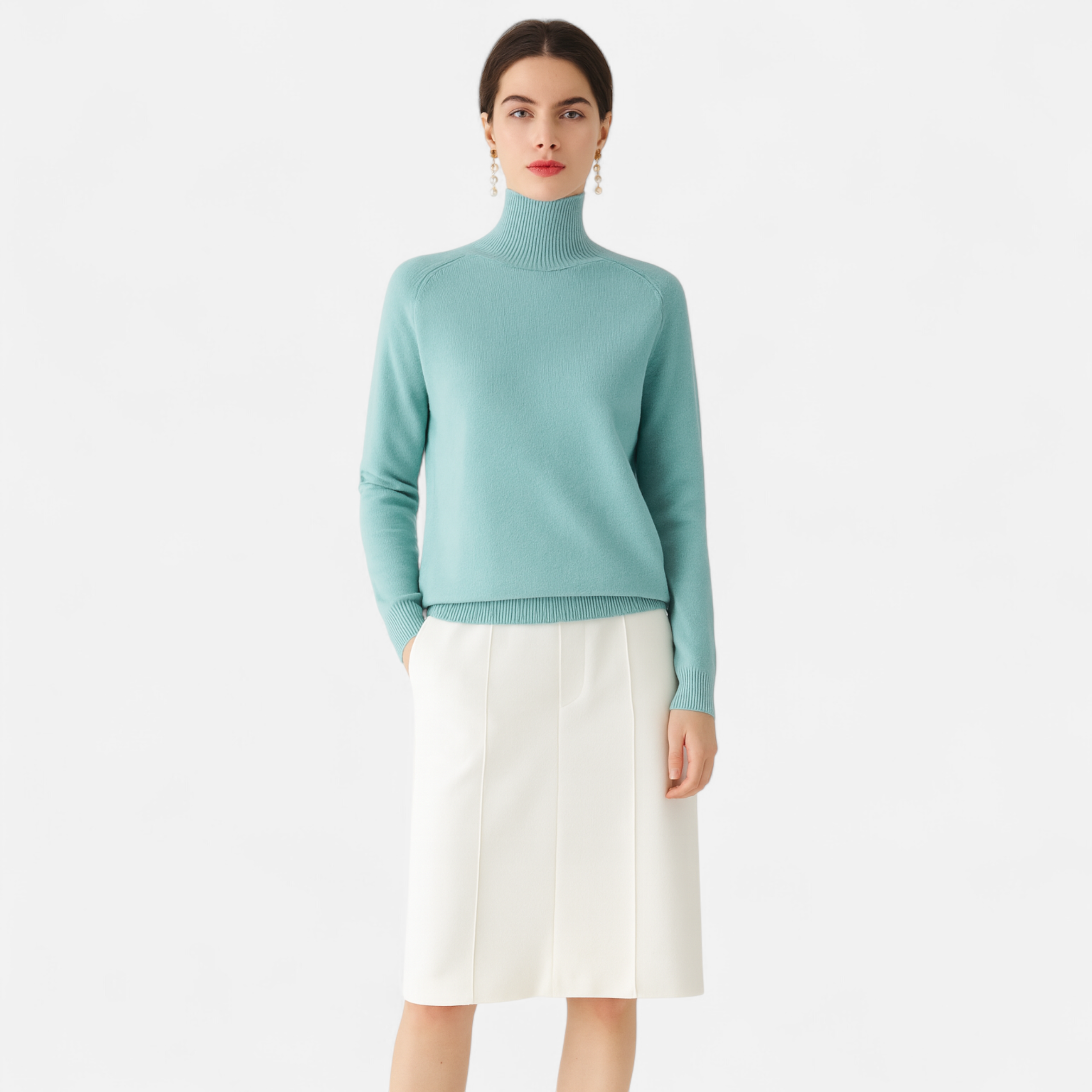 Maison Vaison | Women's Merino Wool & Cashmere Mock-Neck Sweater