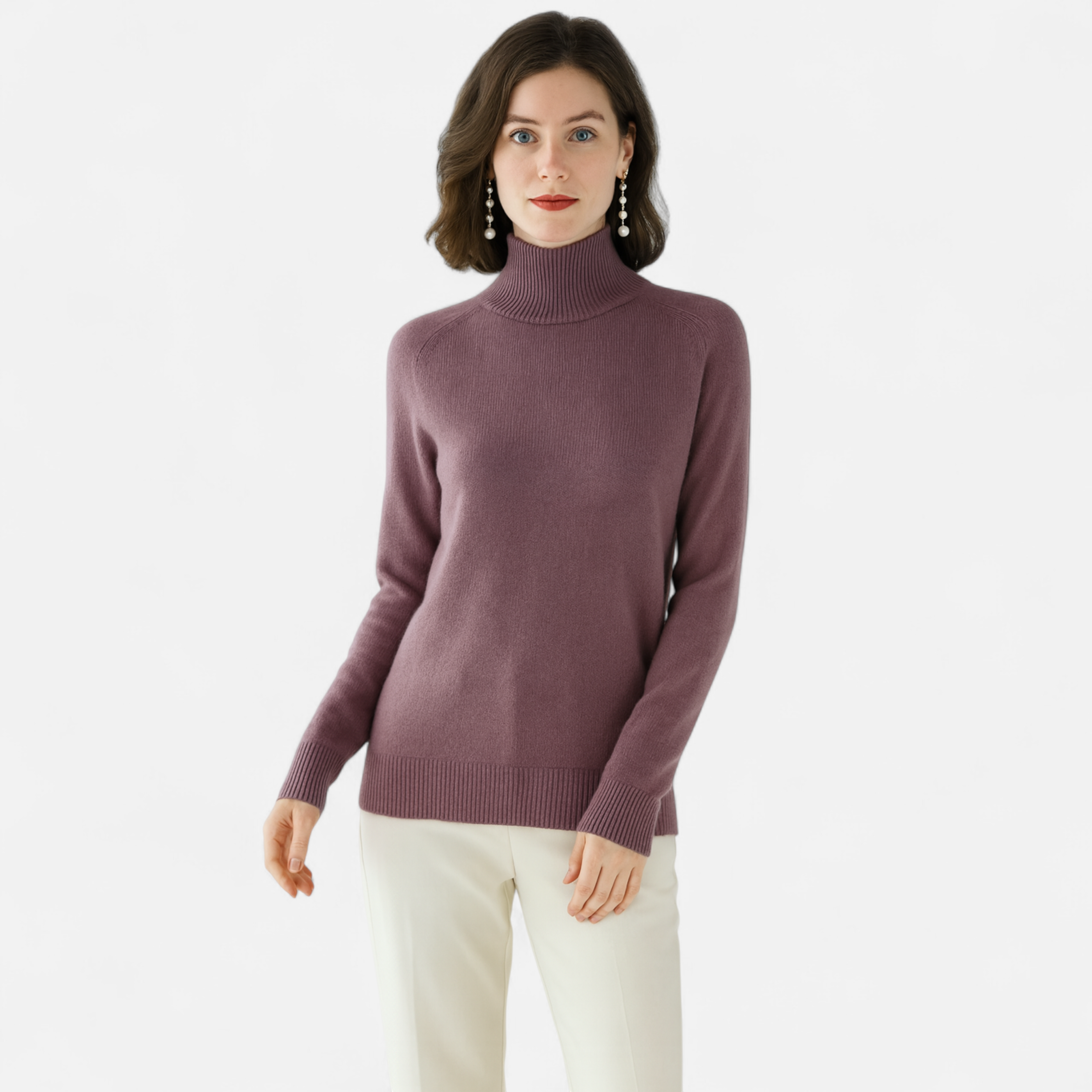 Maison Vaison | Women's Merino Wool & Cashmere Mock-Neck Sweater