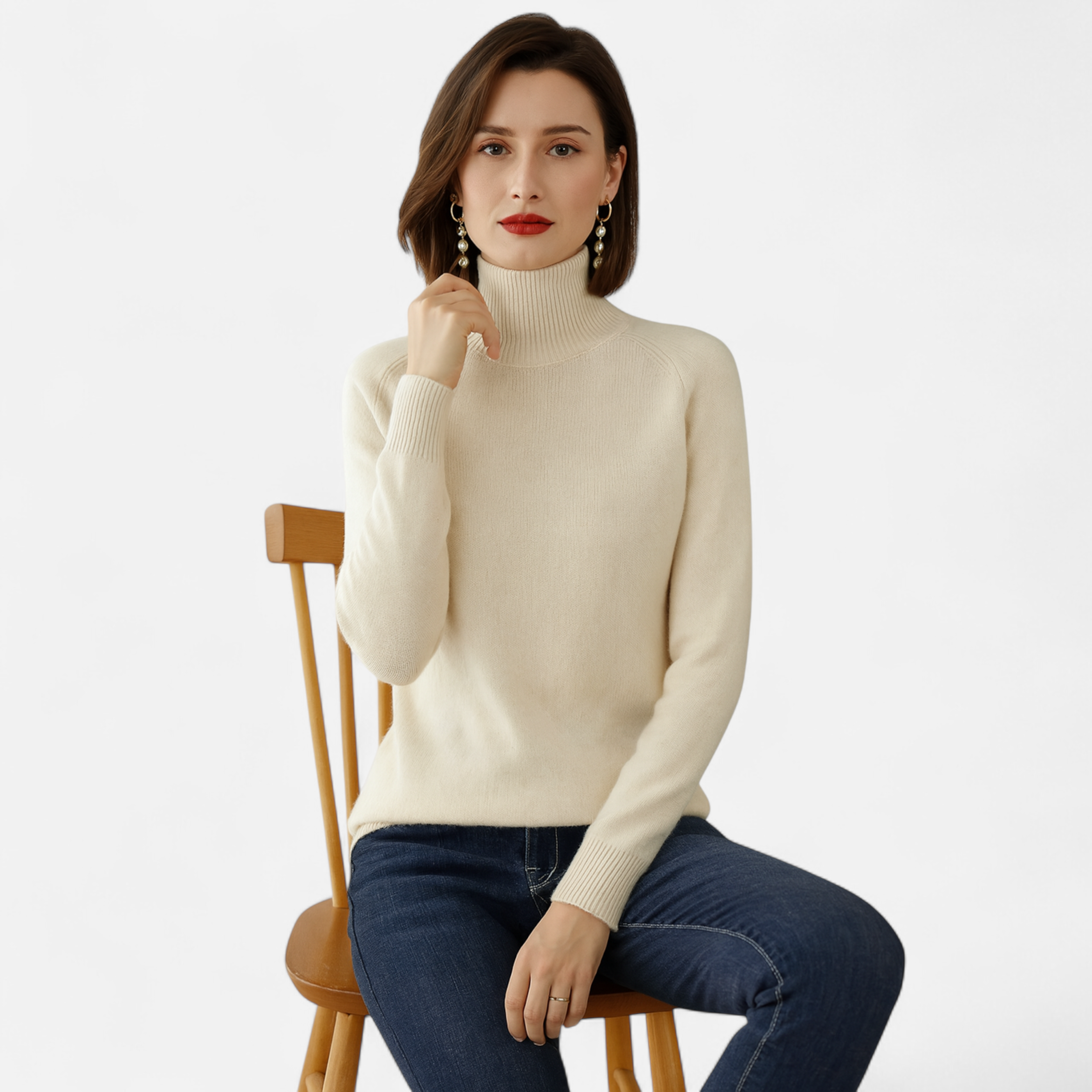 Maison Vaison | Women's Merino Wool & Cashmere Mock-Neck Sweater