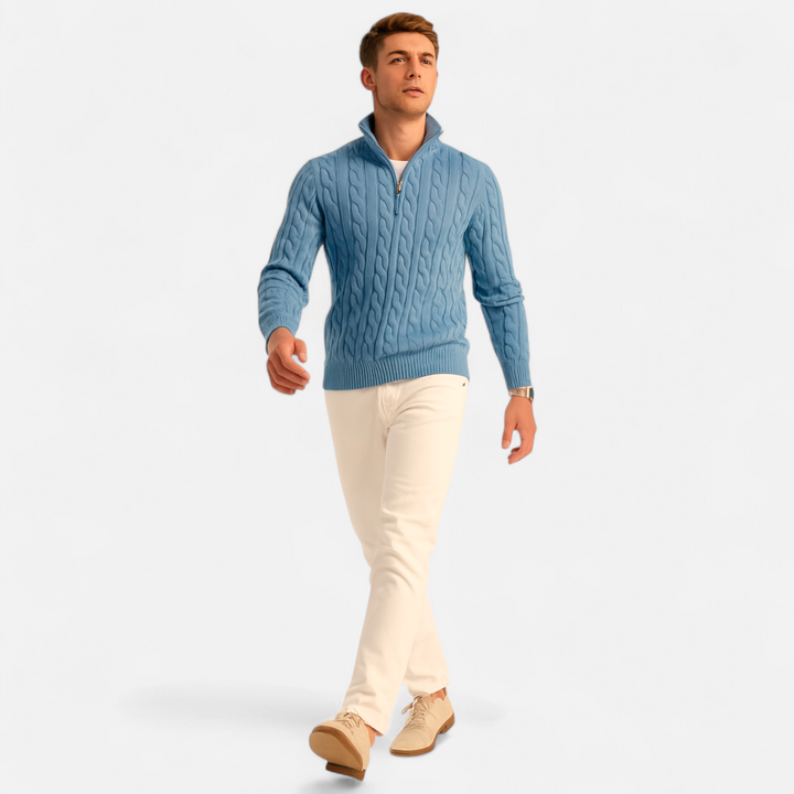 Pull à col roulé épais pour homme avec fermeture éclair