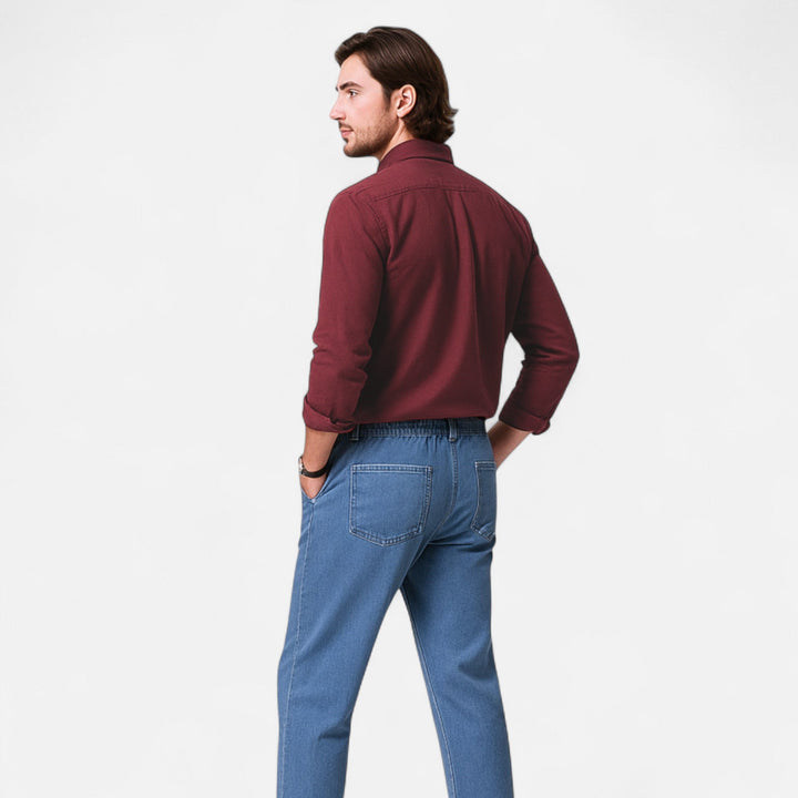 Męska gładka koszula biznesowa z długim rękawem