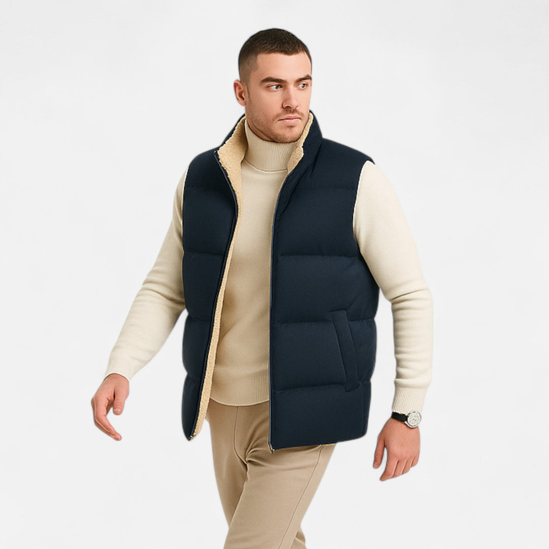 Gilet d'hiver pour homme en laine d'agneau