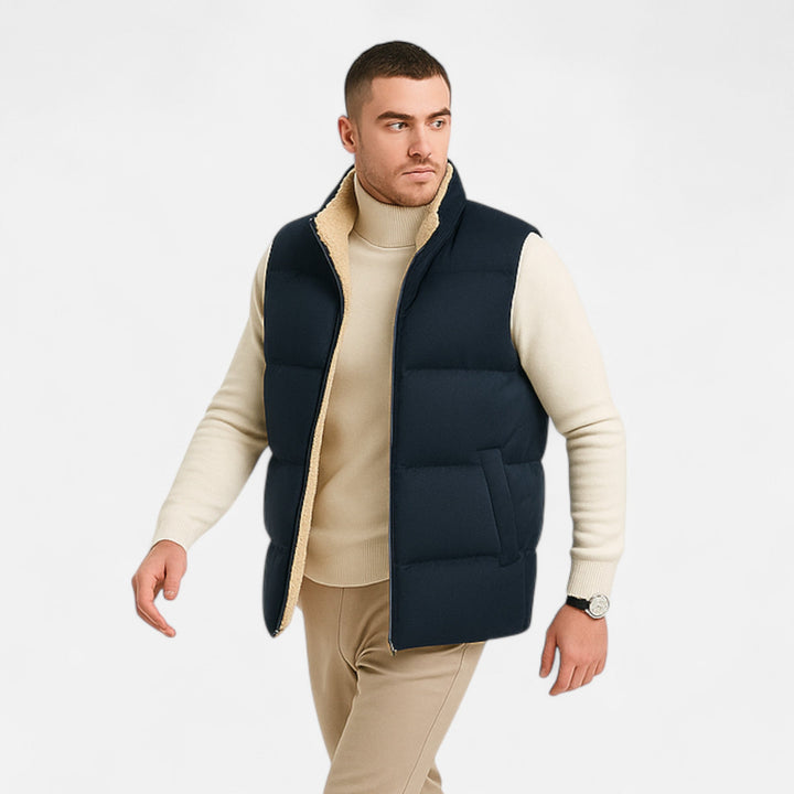 Gilet d'hiver pour homme en laine d'agneau