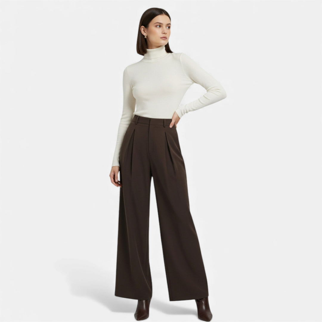 Maison Vaison | Women’s Jacquard Pleated Wide-Leg Trousers