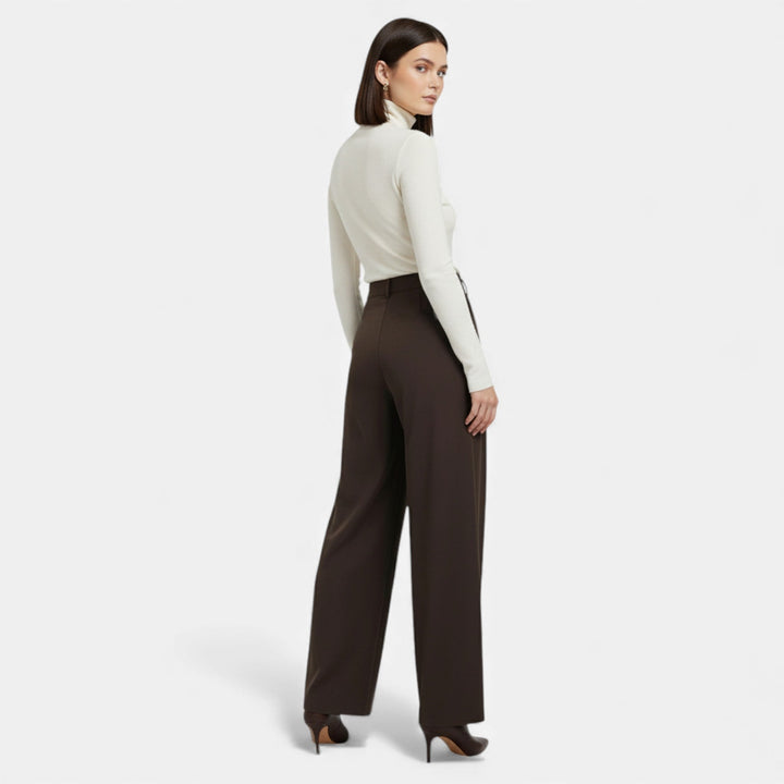 Maison Vaison | Women’s Jacquard Pleated Wide-Leg Trousers