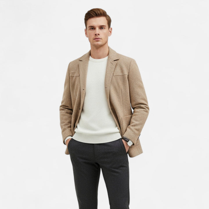 Pánský kabát z vlněné směsi – obchodní klopový elegantní střih