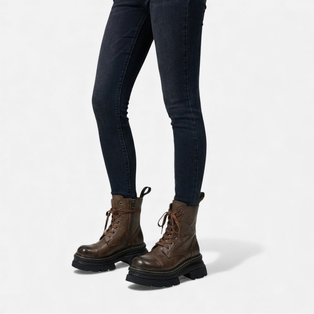 Bottes d'hiver à plateforme pour femmes, doublées en peluche, à lacets