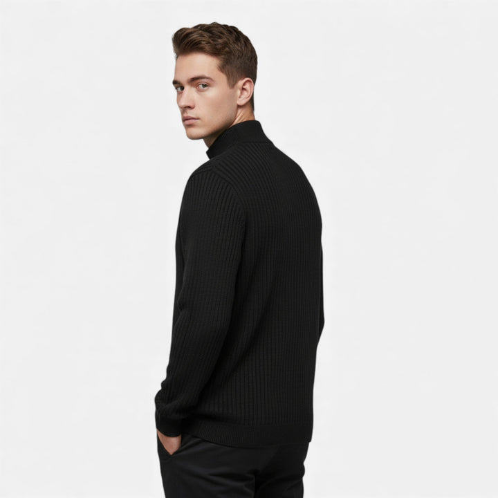 Men’s Warm Minimalist Zippered Knit Sweater