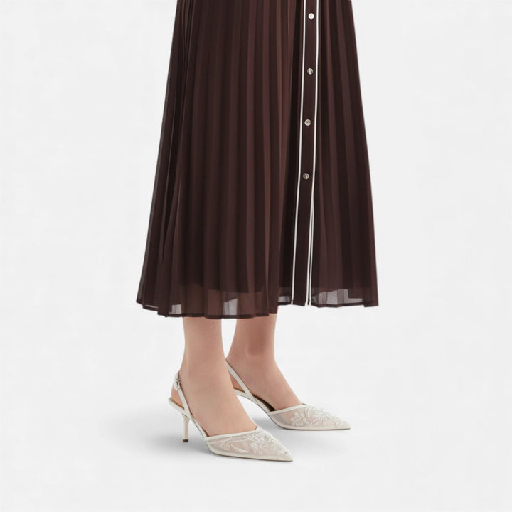 Escarpins de créateur pour femmes en résille brodée