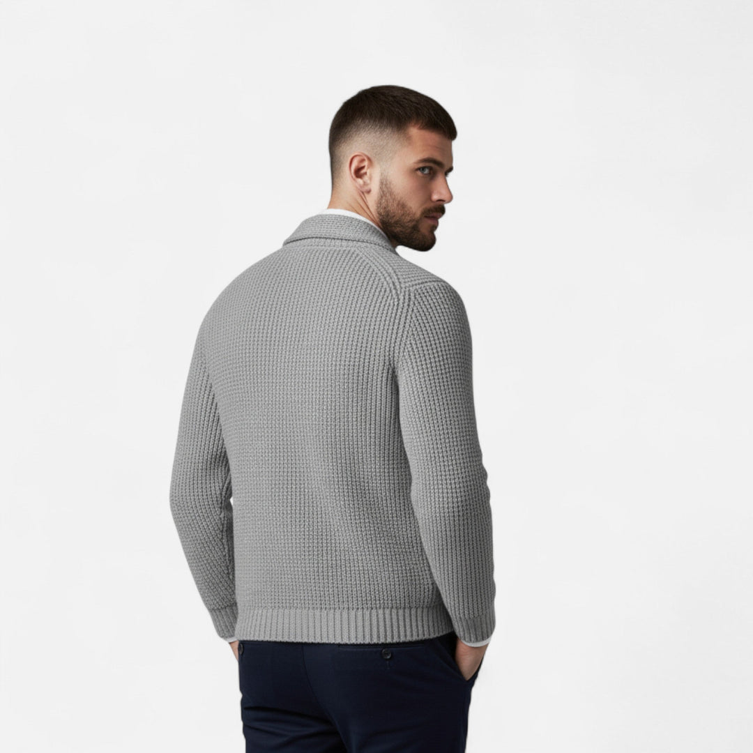 Pánský zapínací prémiový vlněný svetr – klasický úzký střih
