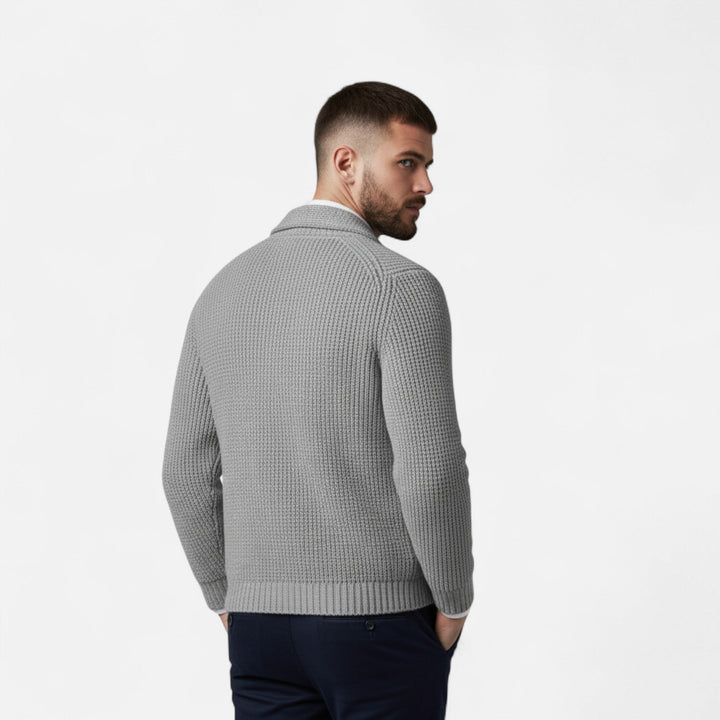 Pánský zapínací prémiový vlněný svetr – klasický úzký střih