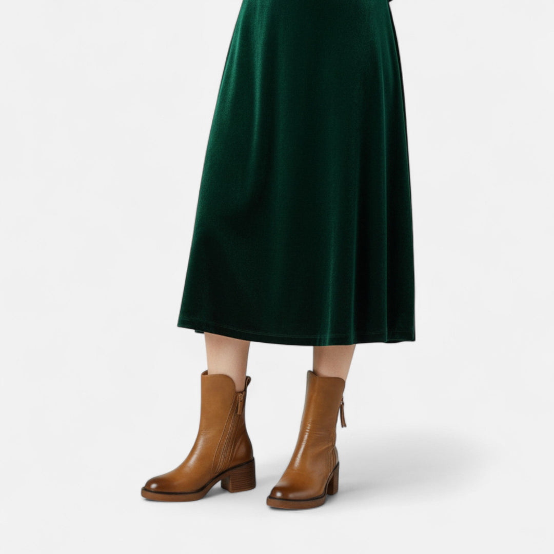 Dámské římské kožené boty s nízkým podpatkem