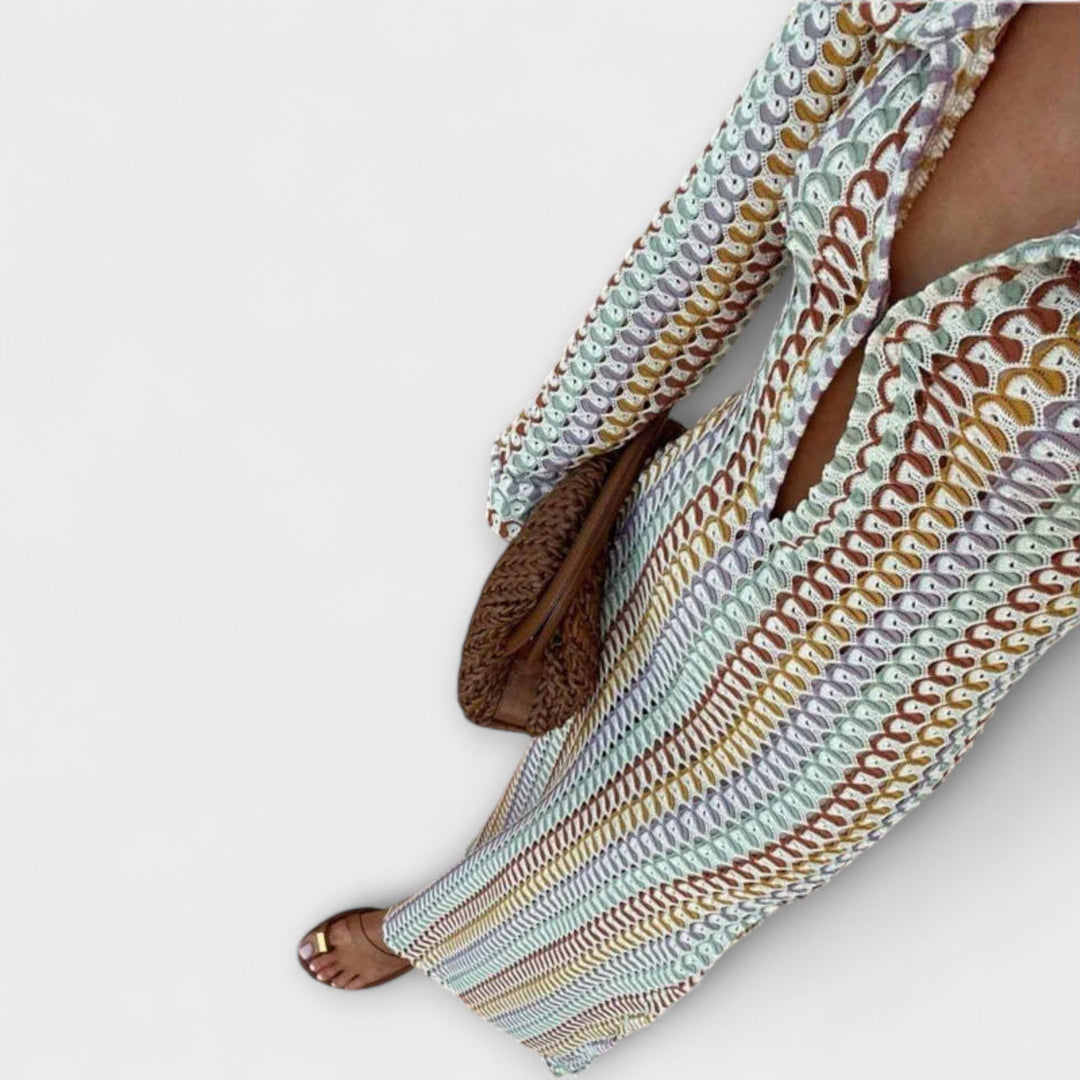 Robe longue à encolure en V et style vacances