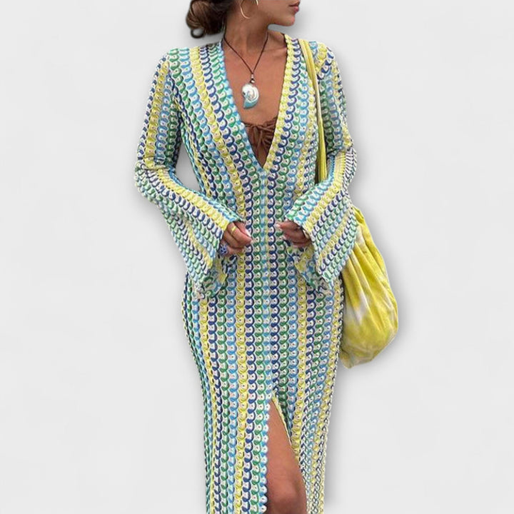 Robe longue à encolure en V et style vacances