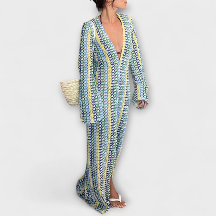 Robe longue à encolure en V et style vacances