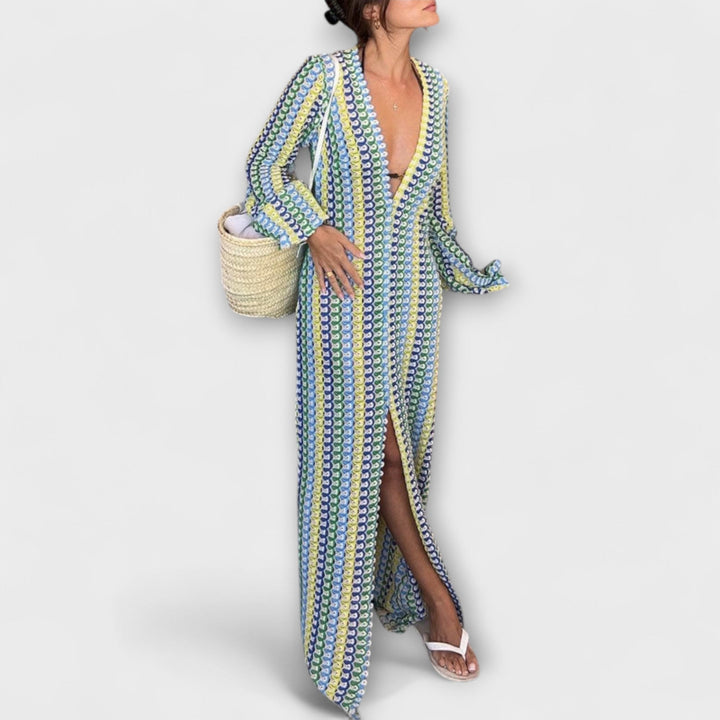 Robe longue à encolure en V et style vacances