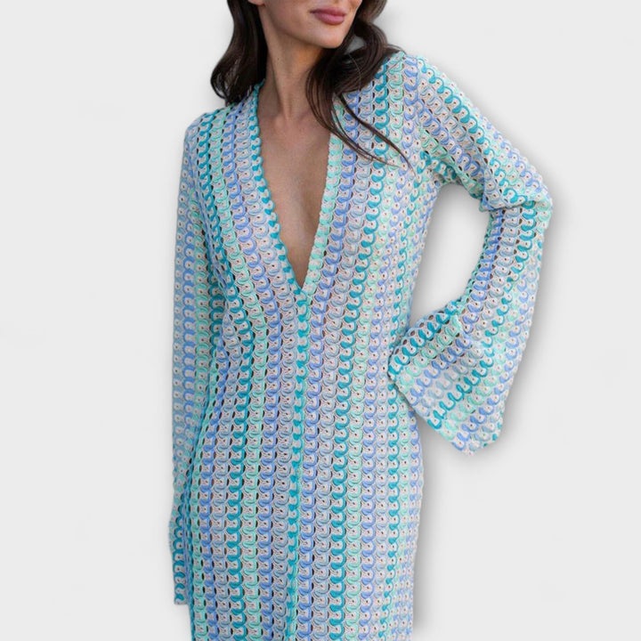 Robe longue à encolure en V et style vacances