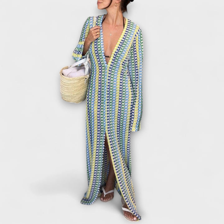 Robe longue à encolure en V et style vacances