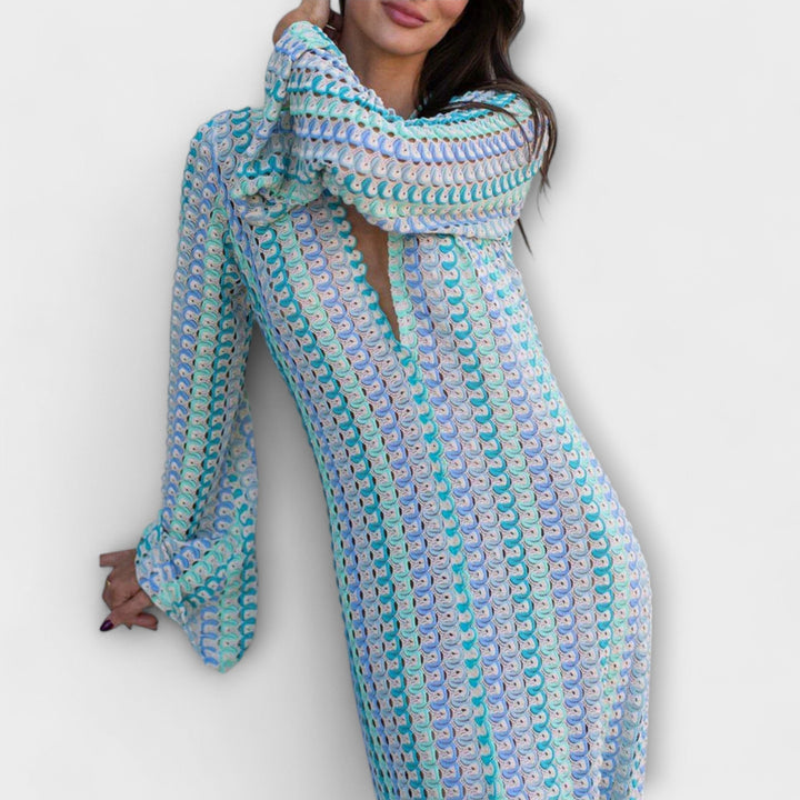 Robe longue à encolure en V et style vacances