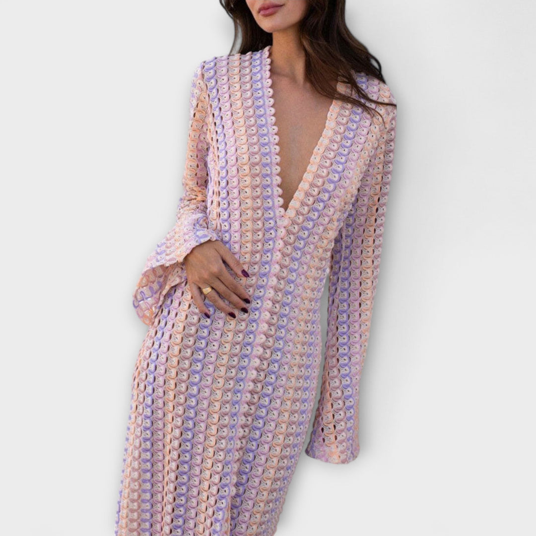 Robe longue à encolure en V et style vacances