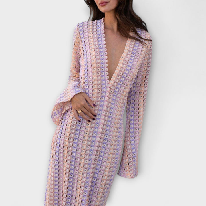 Robe longue à encolure en V et style vacances