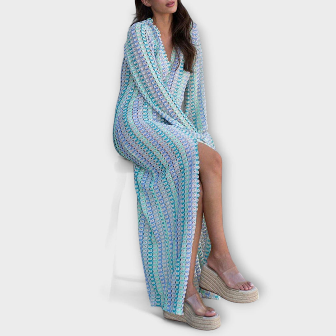 Robe longue à encolure en V et style vacances