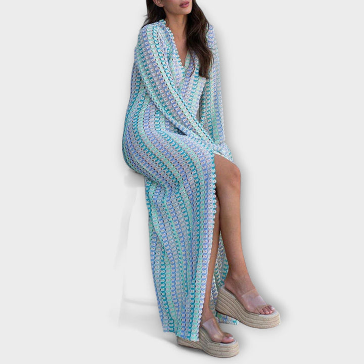 Robe longue à encolure en V et style vacances