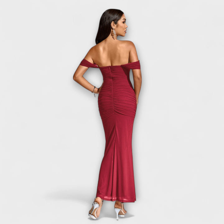 Off-Shoulder Ruched Bodycon Dress