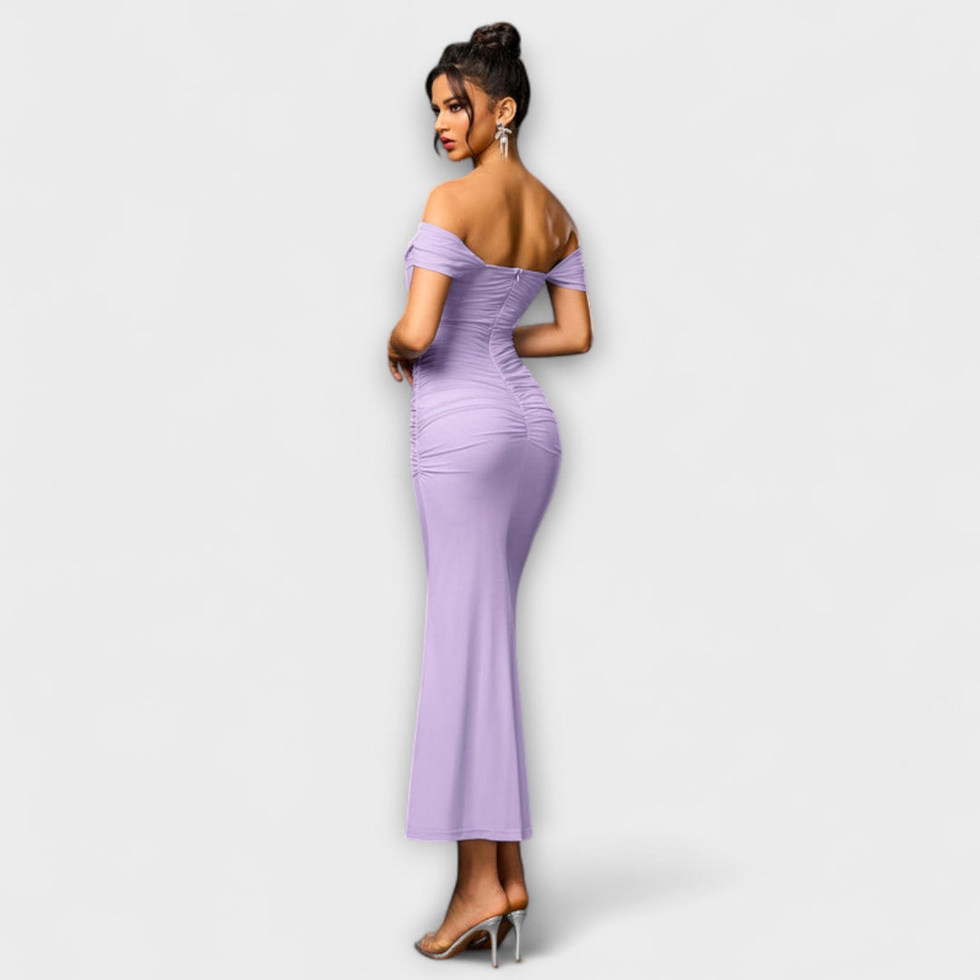 Off-Shoulder Ruched Bodycon Dress