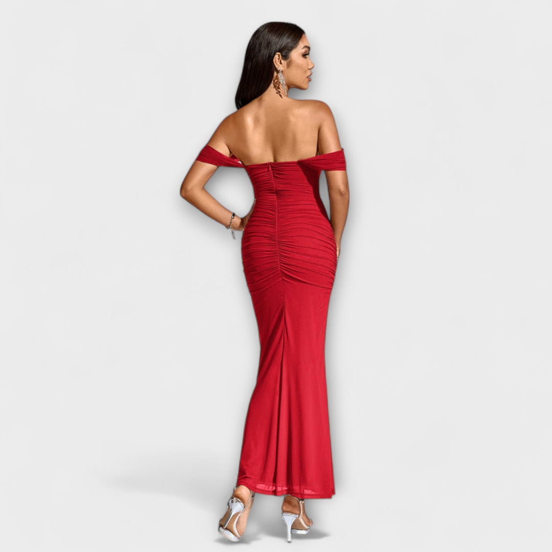 Off-Shoulder Ruched Bodycon Dress
