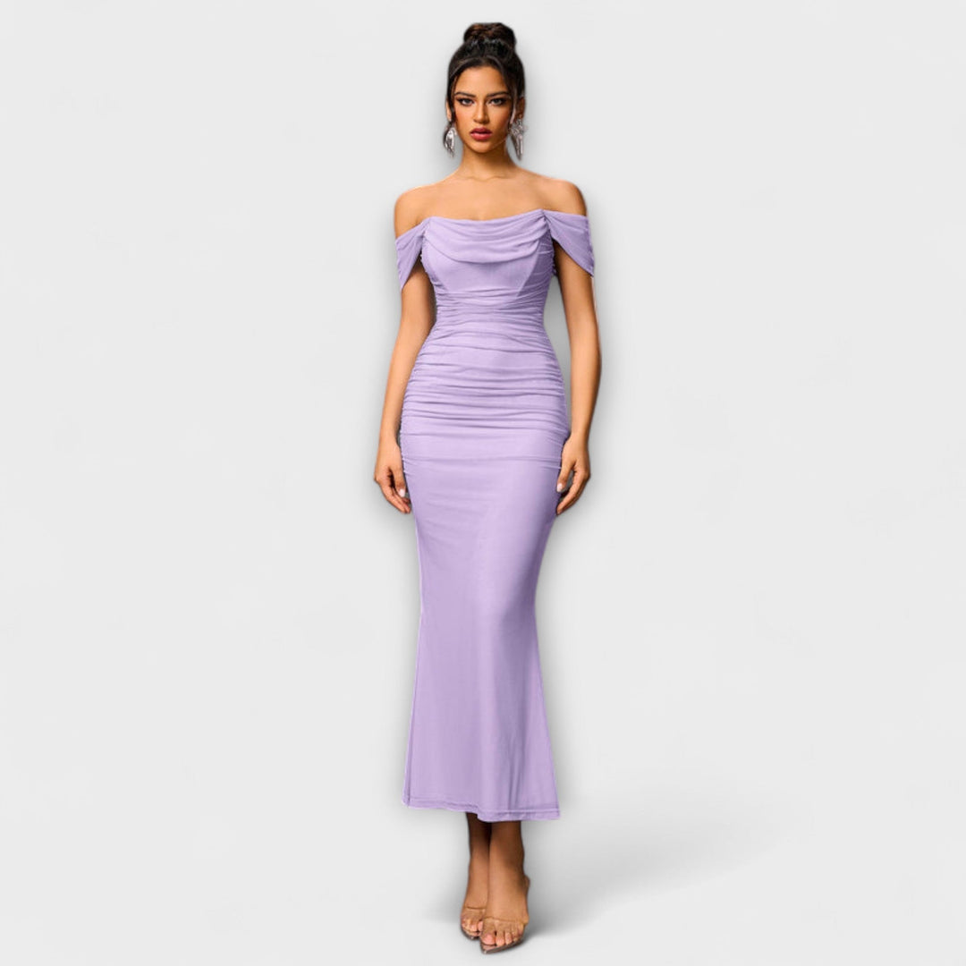 Off-Shoulder Ruched Bodycon Dress
