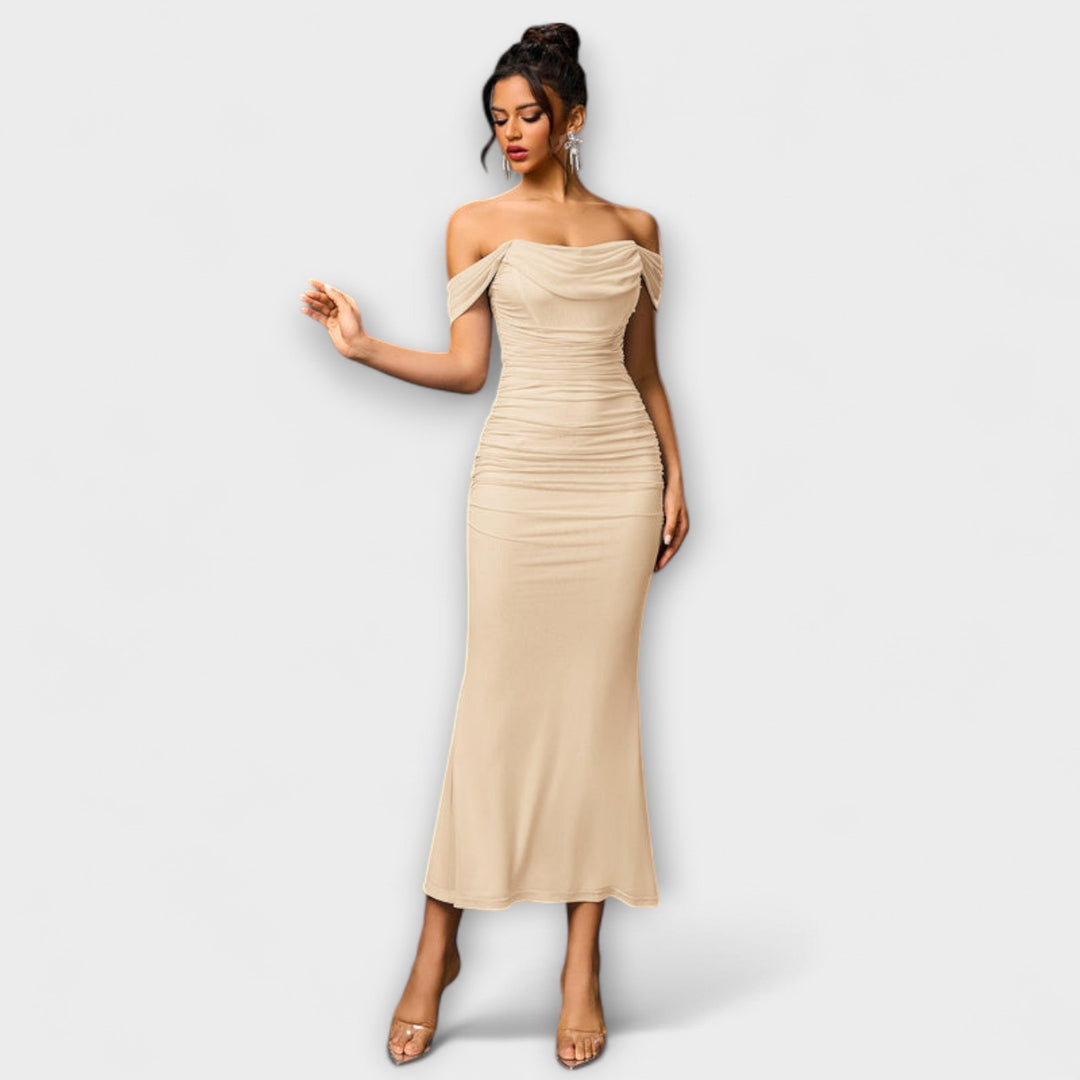 Off-Shoulder Ruched Bodycon Dress