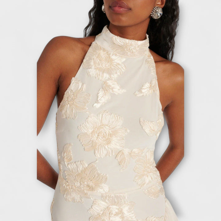 Maxi Dress with Floral Appliqués