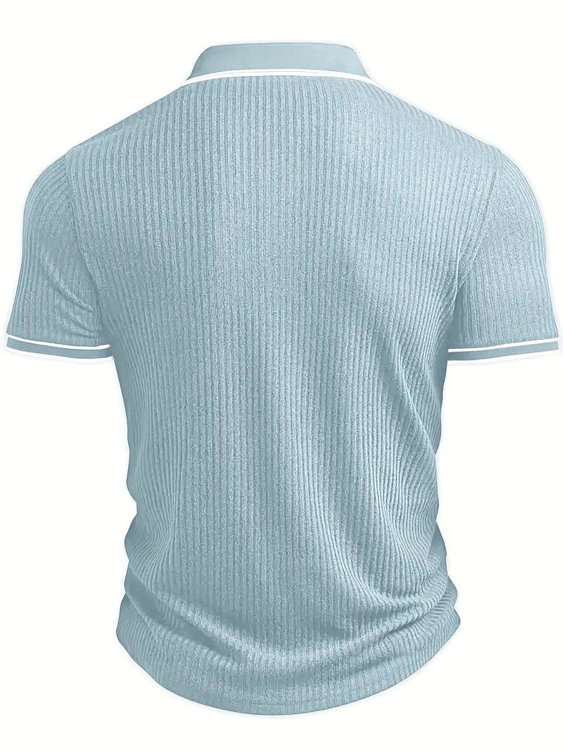 Pánské žebrované polo s kontrastním límečkem