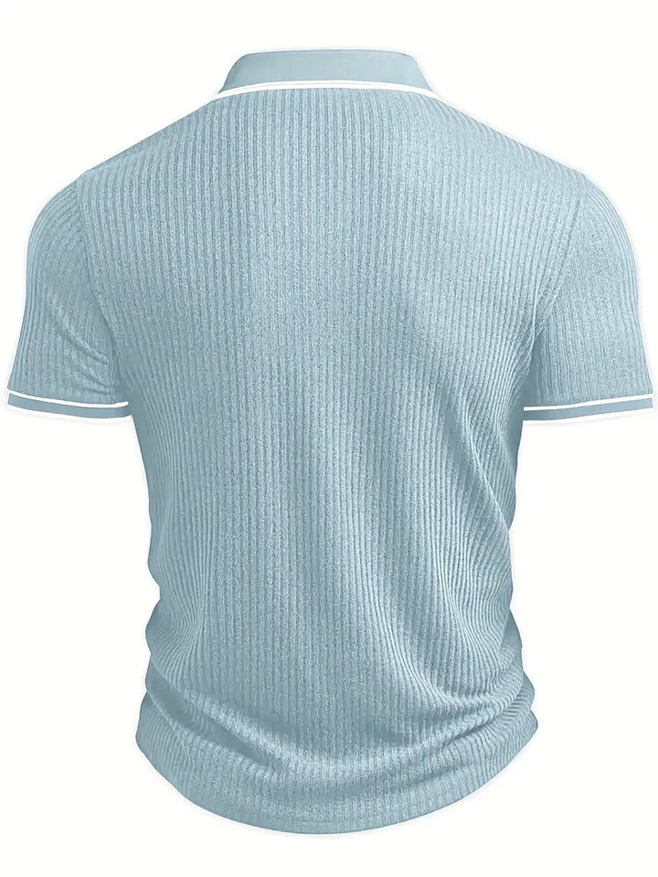 Pánské žebrované polo s kontrastním límečkem