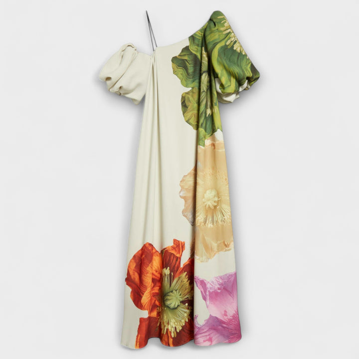 Asymmetrical Floral Maxi Dress