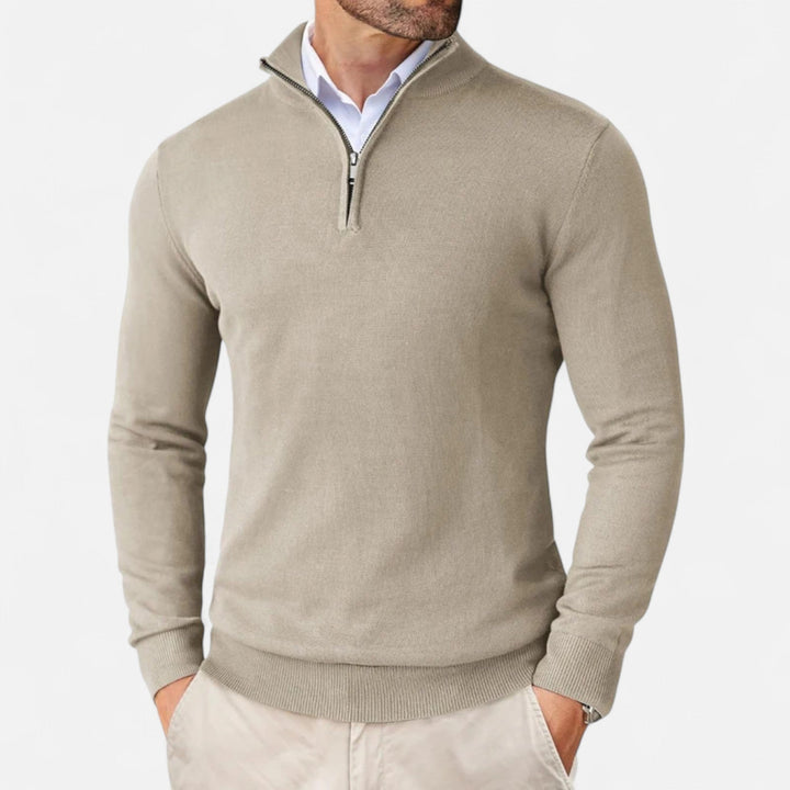 Pull ajusté pour homme à fermeture éclair courte