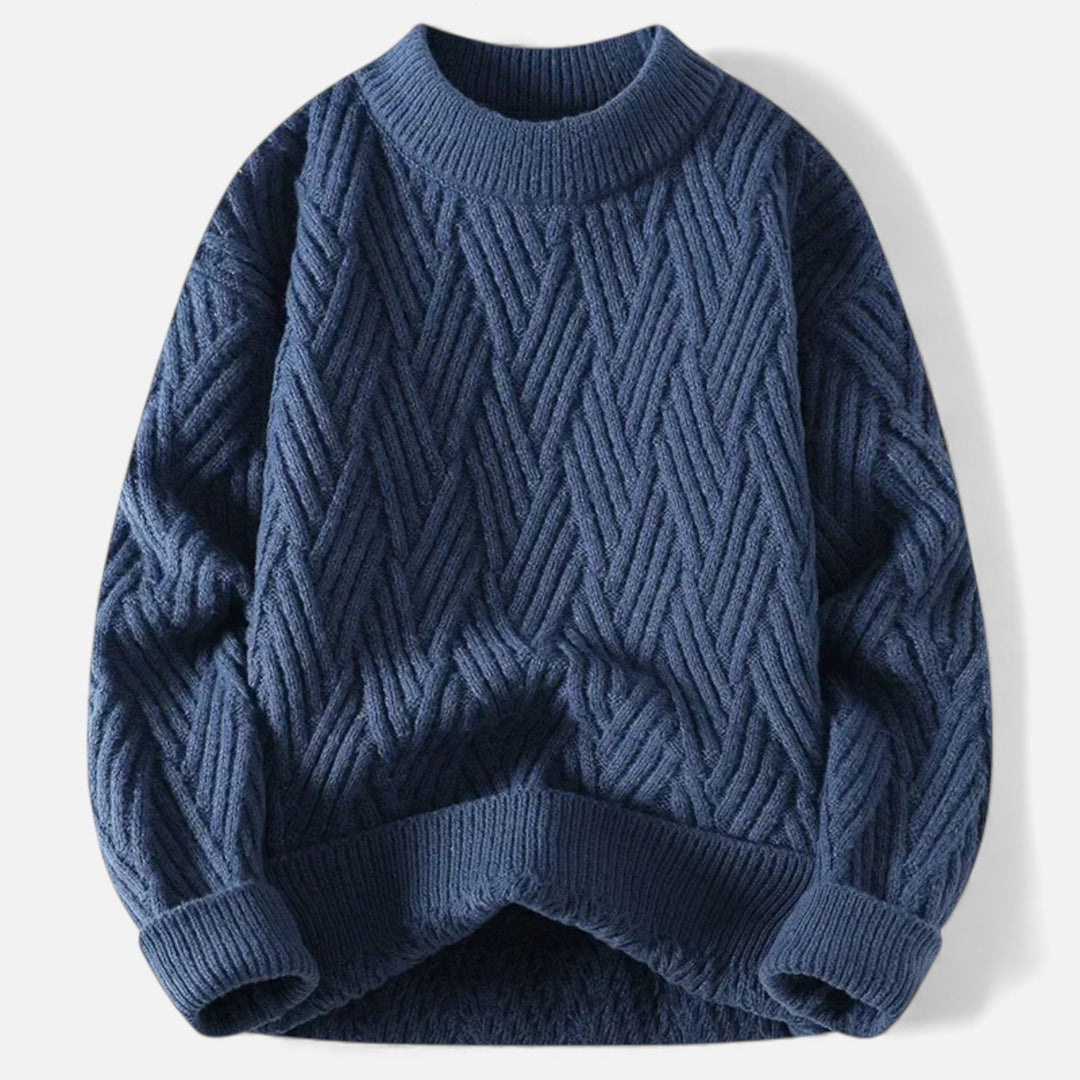 Dámský lehce pružný pletený svetr se vzorem copánků