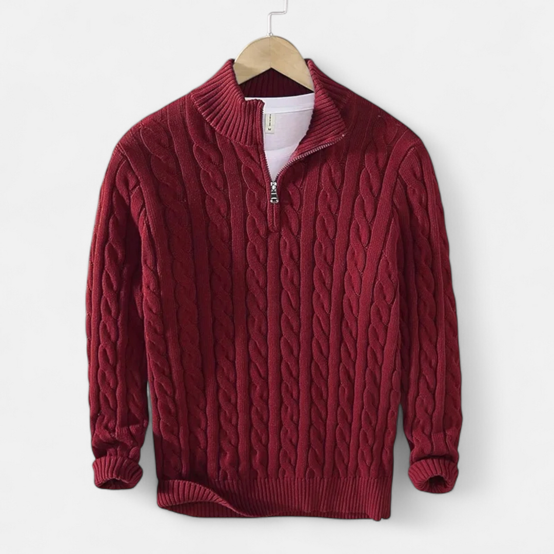 Pull à col roulé épais pour homme avec fermeture éclair