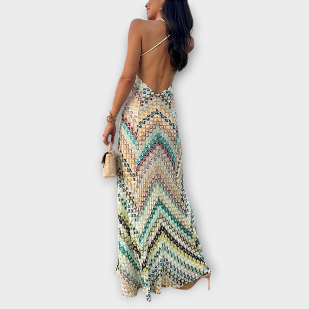 Missoni Colorful Herringbone Pattern Maxi Dress